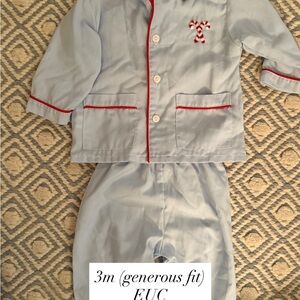 Blue Kids Pajamas with Red Trim